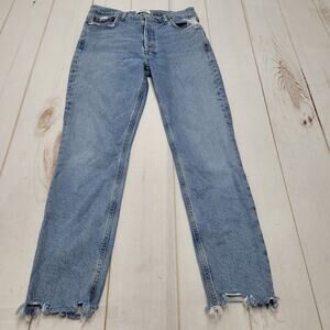 Agolde Nico jeans high rise slim distresed button fly stretch